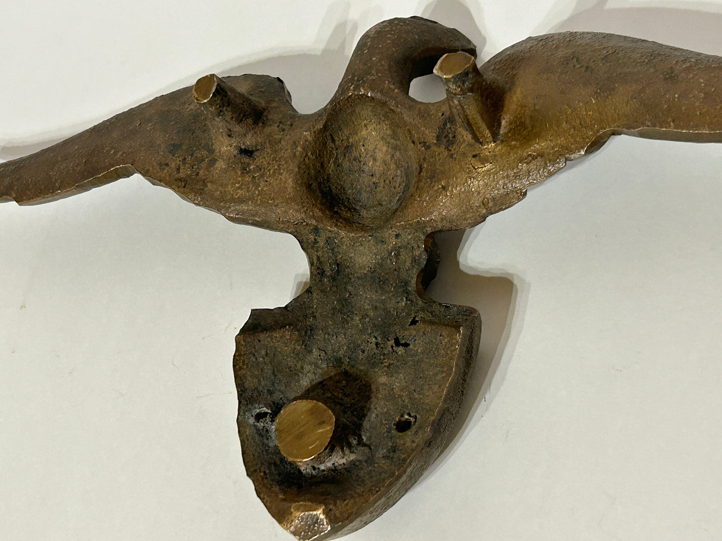 ANTIQUE BRONZE EAGLE AND SHIELD DECORATION