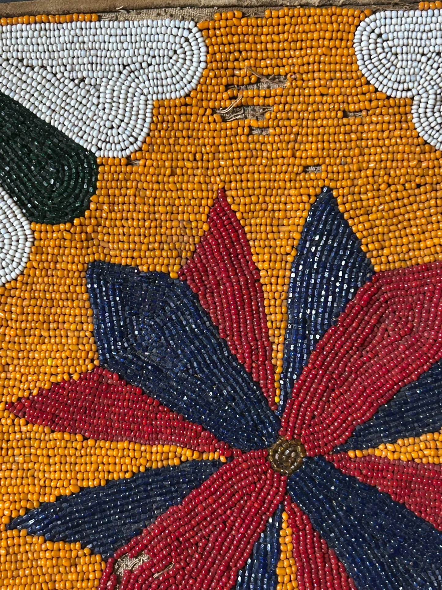 NATIVE AMERICAN BEADED FLAT BAG WITH SCULPTURED DESIGNS