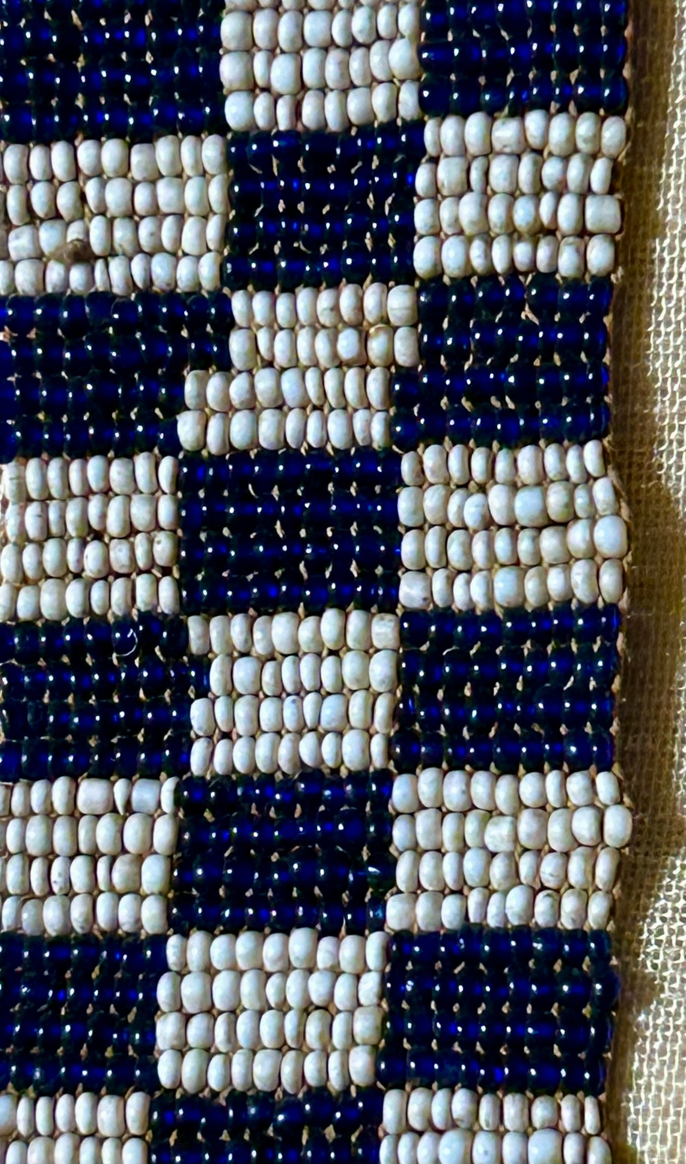 NATIVE AMERICAN LOOM BEADED BLUE AND WHITE NECKLACE