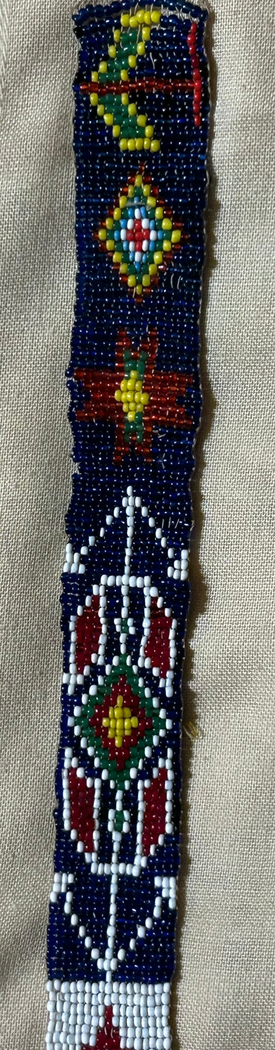 NATIVE AMERICAN LOOM BEADED STRIP WITH ARROW DESIGNS