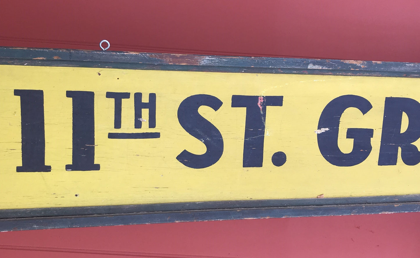 OAK GROVE MILK AT 11TH ST. GROCERY ANTIQUE WOODEN SIGN