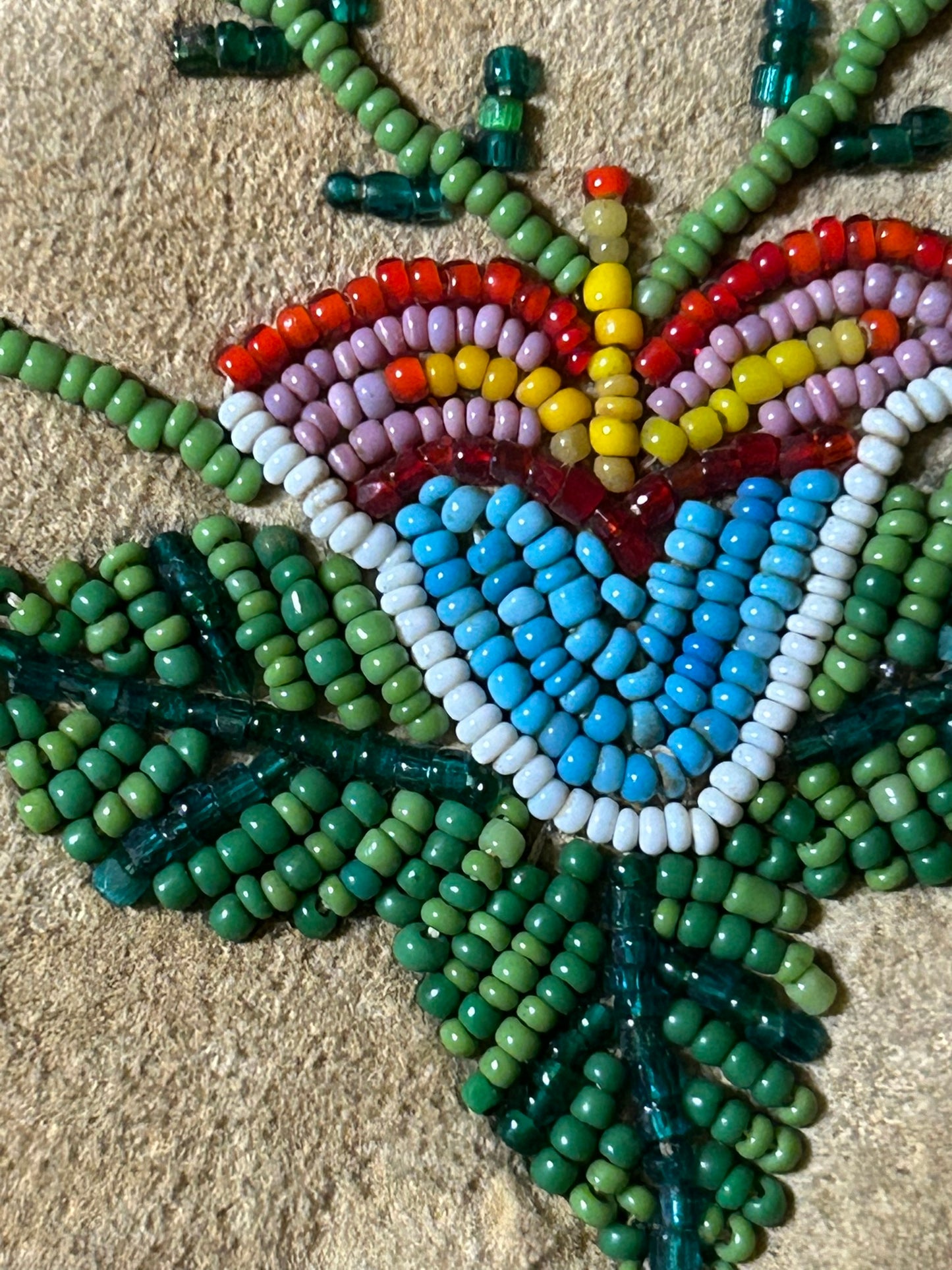 NATIVE AMERICAN BEADED FLORAL GAUNTLET GLOVES