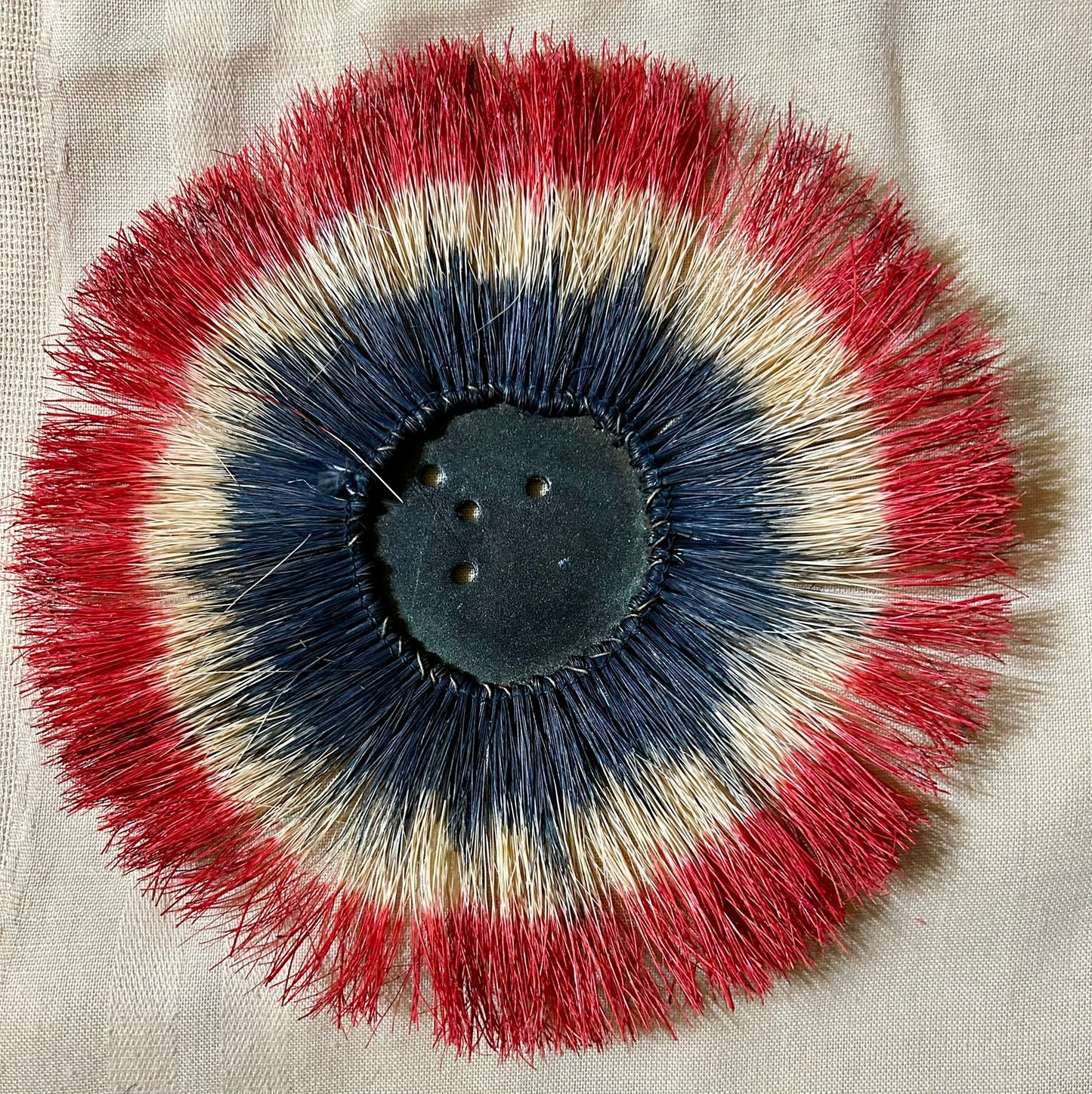 NATIVE AMERICAN HAIR ROACH RED, WHITE, AND BLUE MAYBE EASTERN CHIPPEWA