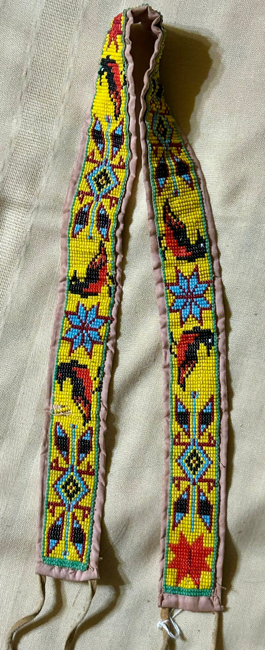 NATIVE AMERICAN 1940'S LOOM BEADED STRIP WITH BIRDS