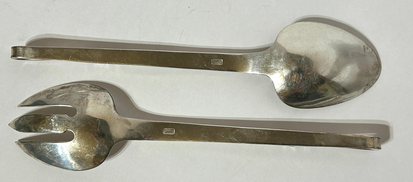 MEXICAN SILVER HEAVY LARGE SALAD SET