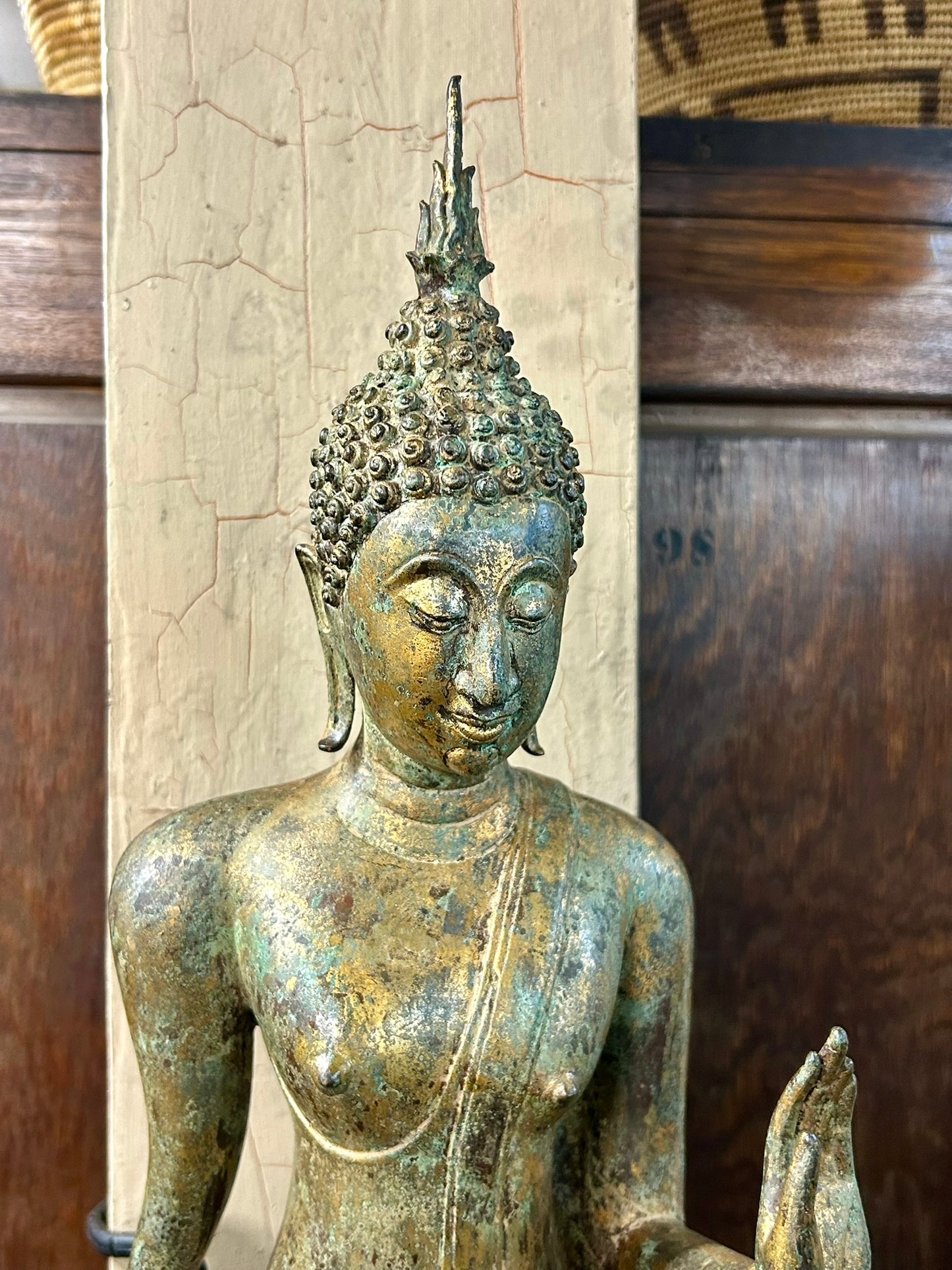 WALKING SUKHOTHAI BRONZE WALKING BUDDHA 19TH CENTURY