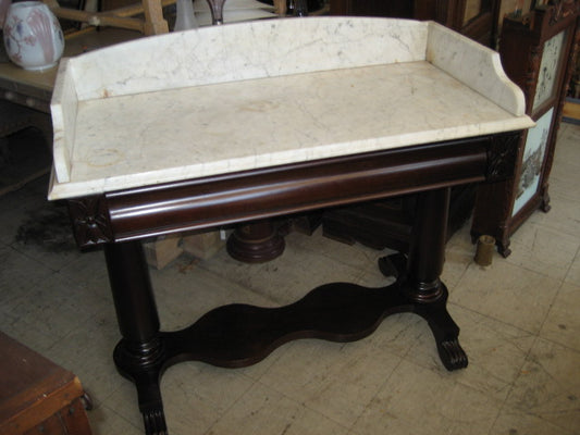 ANTIQUE MID 1800's MAHOGANY MARBLE TOP WASH STAND