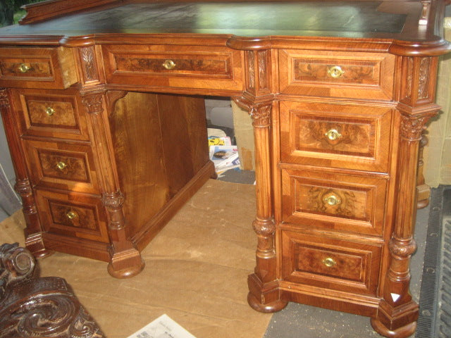 WALNUT WITH BURL ANTIQUE LATE 1800's FLAT TOP DESK