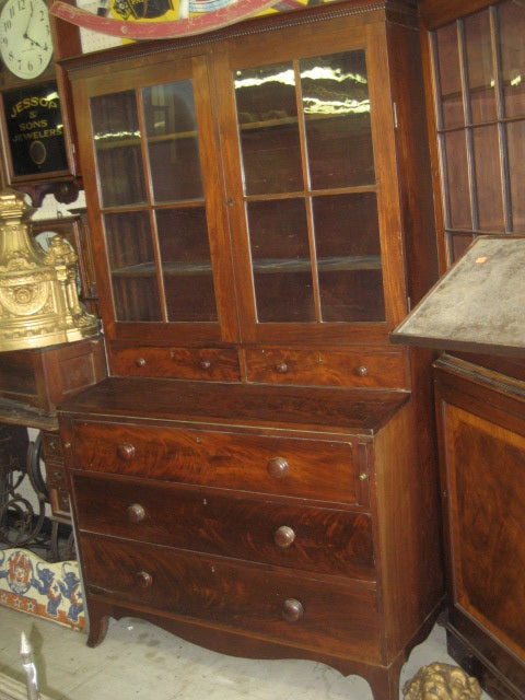 ANTIQUE 1850's MAHOGANY SECRETARY DESK