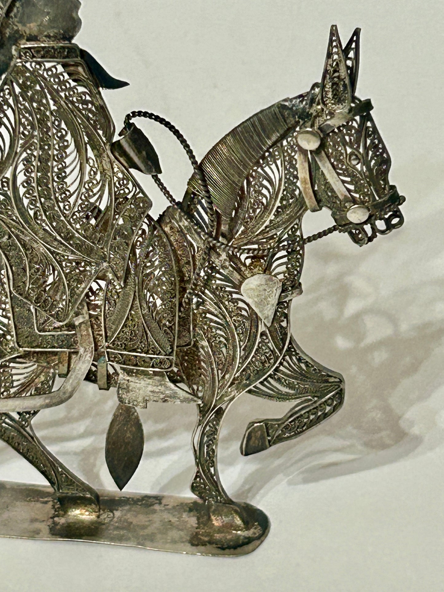 MEXICAN SILVER FILIGREE WIRE RIDER ON HORSE MARKED 925