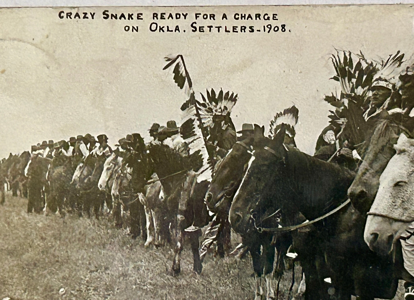 NATIVE AMERICANS ON HORSEBACK 1909 MARTIN PHOTOGRAPH POST CARD
