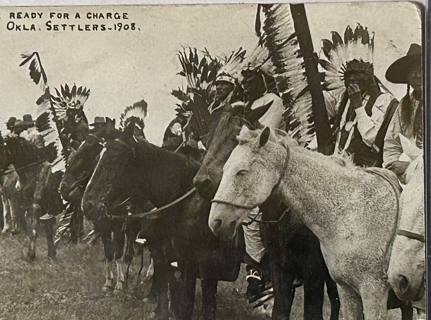 NATIVE AMERICANS ON HORSEBACK 1909 MARTIN PHOTOGRAPH POST CARD