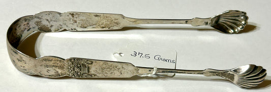 SILVER SUGAR TONGS BY WM. RIGHTER 1800'S