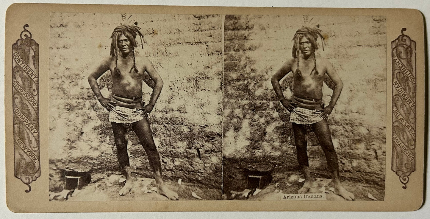 NATIVE AMERICAN STEREO VIEW CARD OF ARIZONA INDIAN