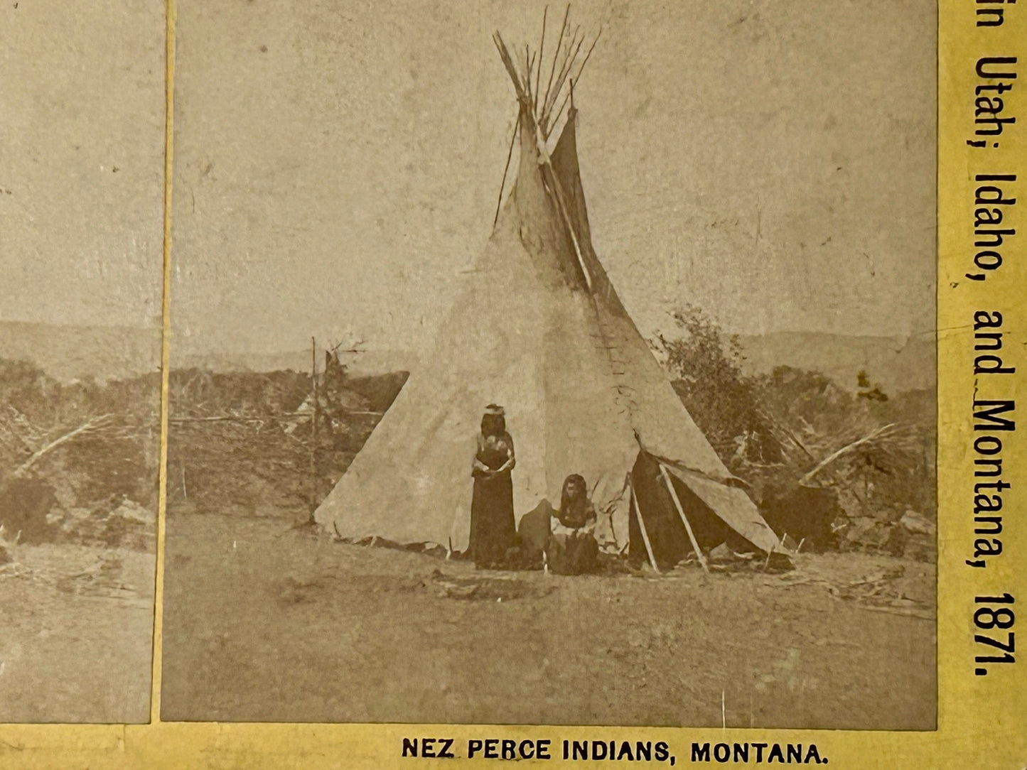 W. H. JACKSON STEREO VIEW OF NEZ PERCE INDIANS, MONTANA