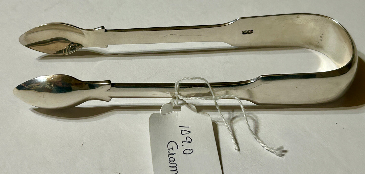 SILVER ANTIQUE SUGAR TONGS BY WM. BATEMAN
