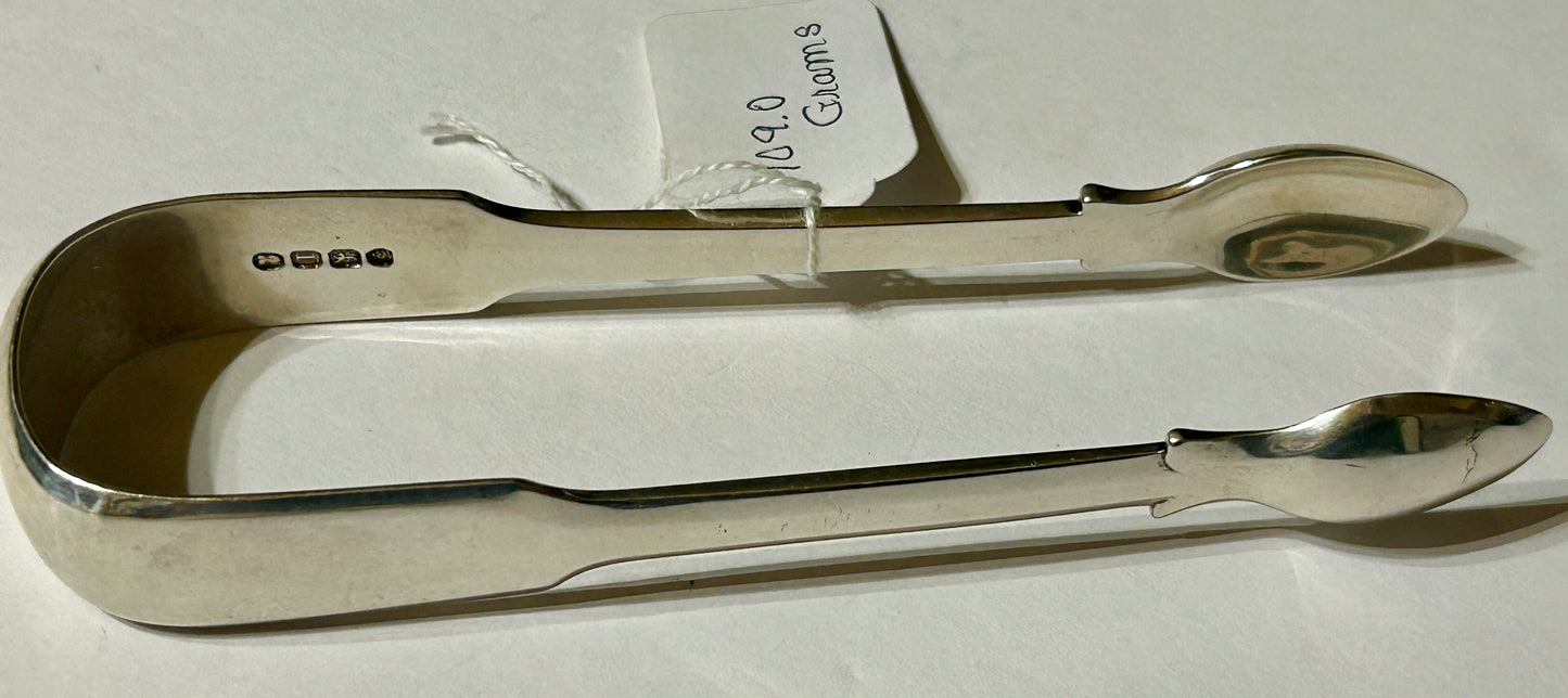SILVER ANTIQUE SUGAR TONGS BY WM. BATEMAN