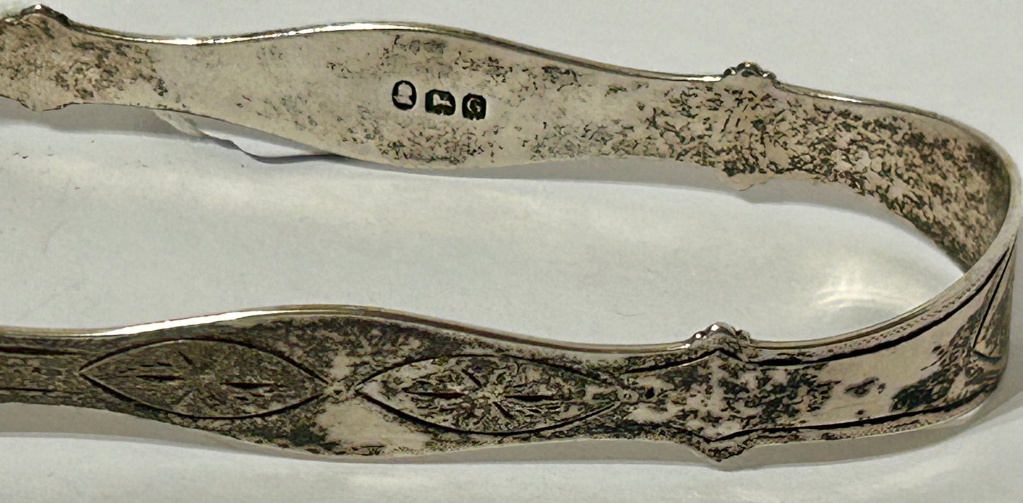 ANTIQUE STERLING BRITISH SUGAR TONGS BY PETER, ANN, & WM. BATEMAN