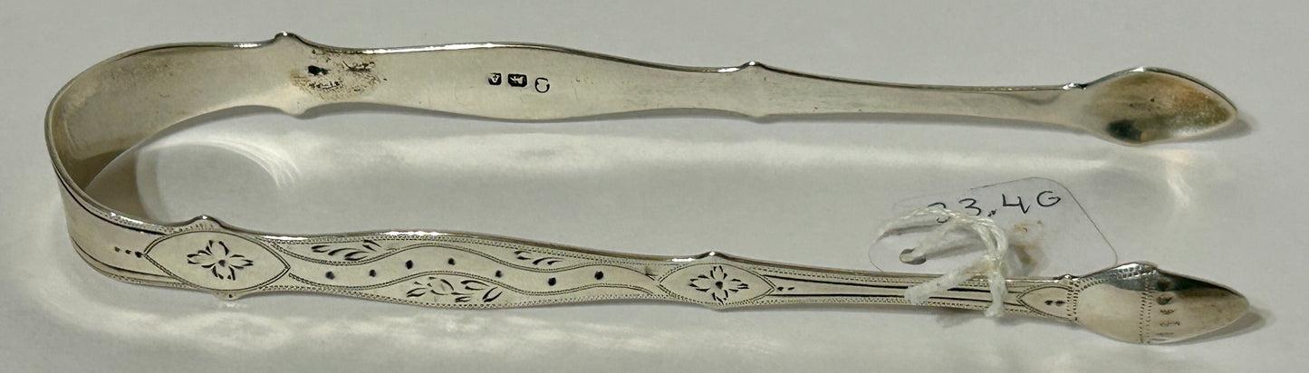 SILVER ANTIQUE SUGAR TONGS BY PETER AND ANN BATEMAN