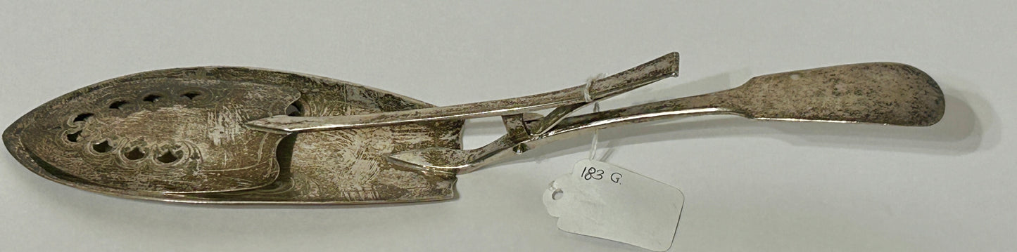 STERLING ANTIQUE FISH SERVER EARLY 1800'S