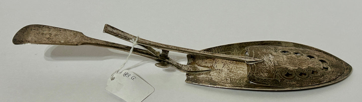 STERLING ANTIQUE FISH SERVER EARLY 1800'S