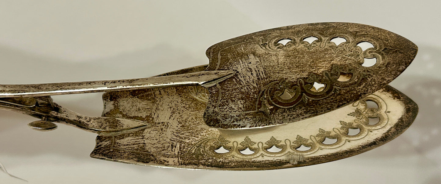 STERLING ANTIQUE FISH SERVER EARLY 1800'S