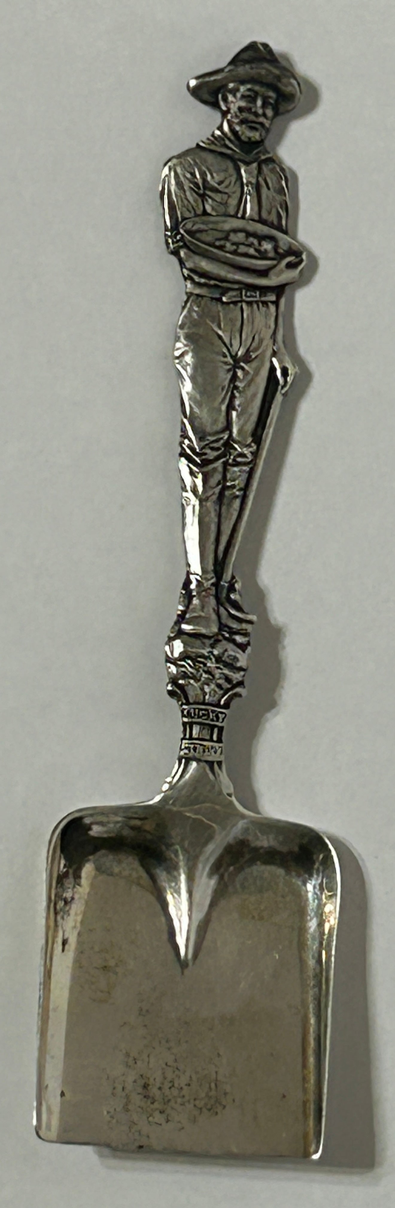 GOLD MINER FIGURAL STERLING SPOON