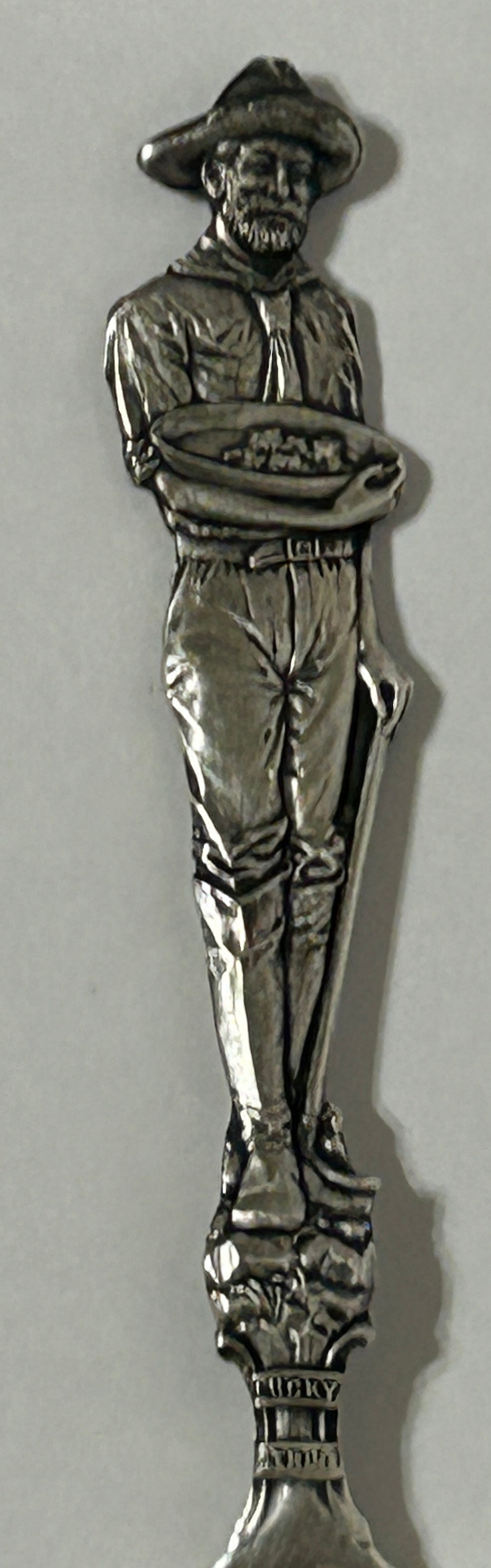 GOLD MINER FIGURAL STERLING SPOON