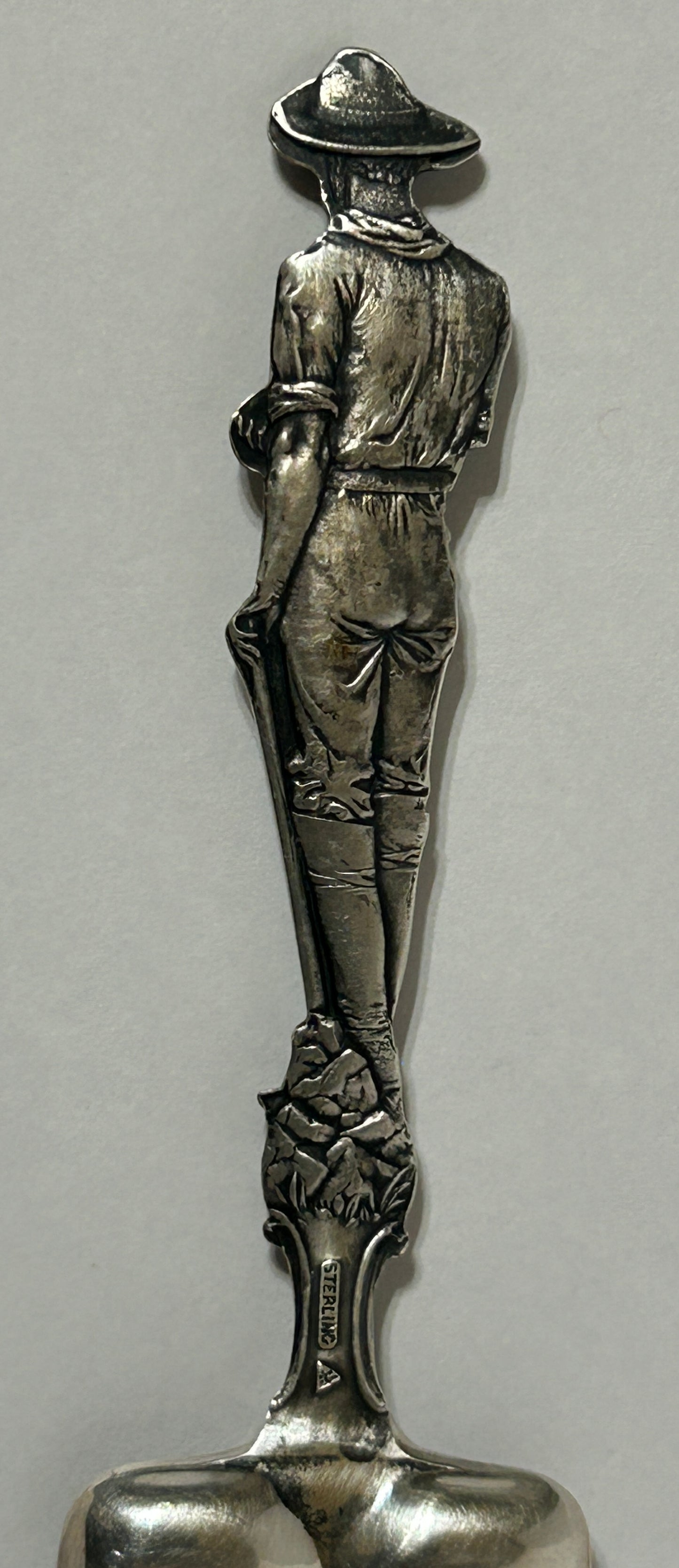GOLD MINER FIGURAL STERLING SPOON