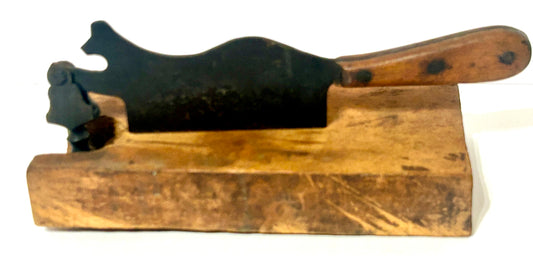 ANTIQUE HAND FORGED IRON DOG SHAPE FOOD CHOPPER