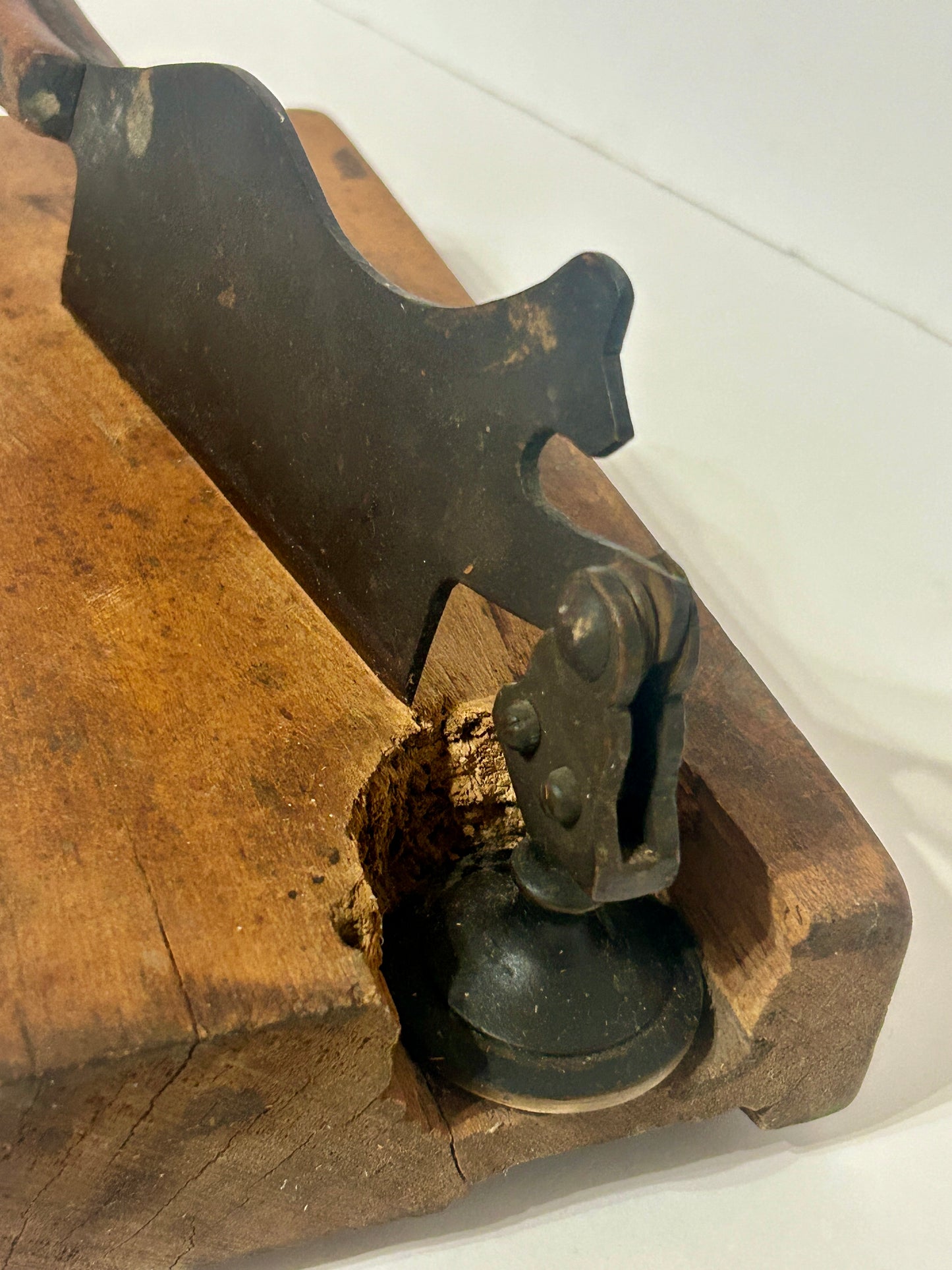 ANTIQUE HAND FORGED IRON DOG SHAPE FOOD CHOPPER