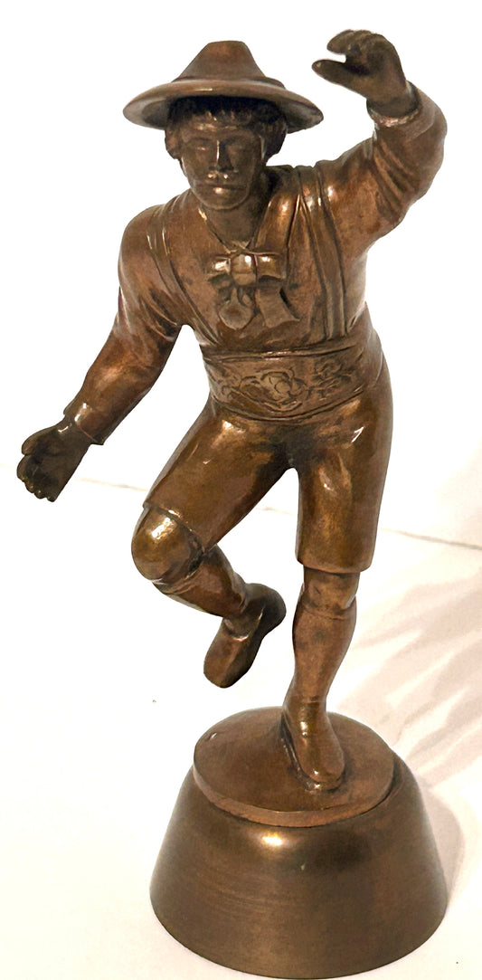ANTIQUE BRONZE FIGURAL BELL OF DANCING MAN