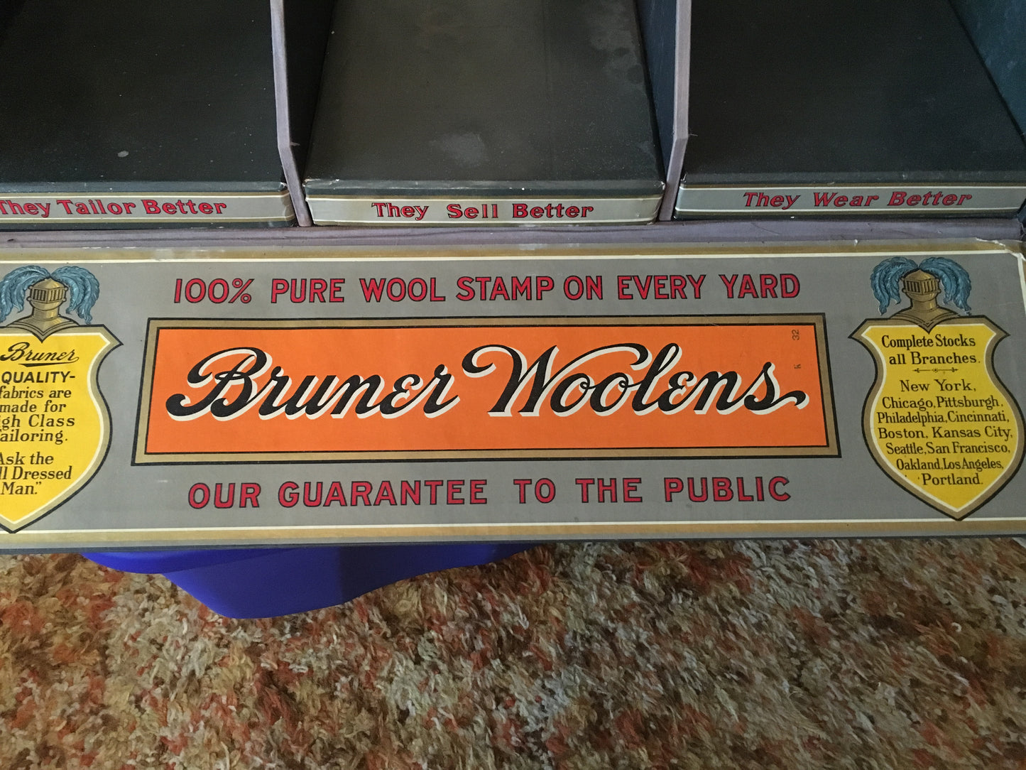 BRUNER WOOLENS ANTIQUE STORE DISPLAY BOX