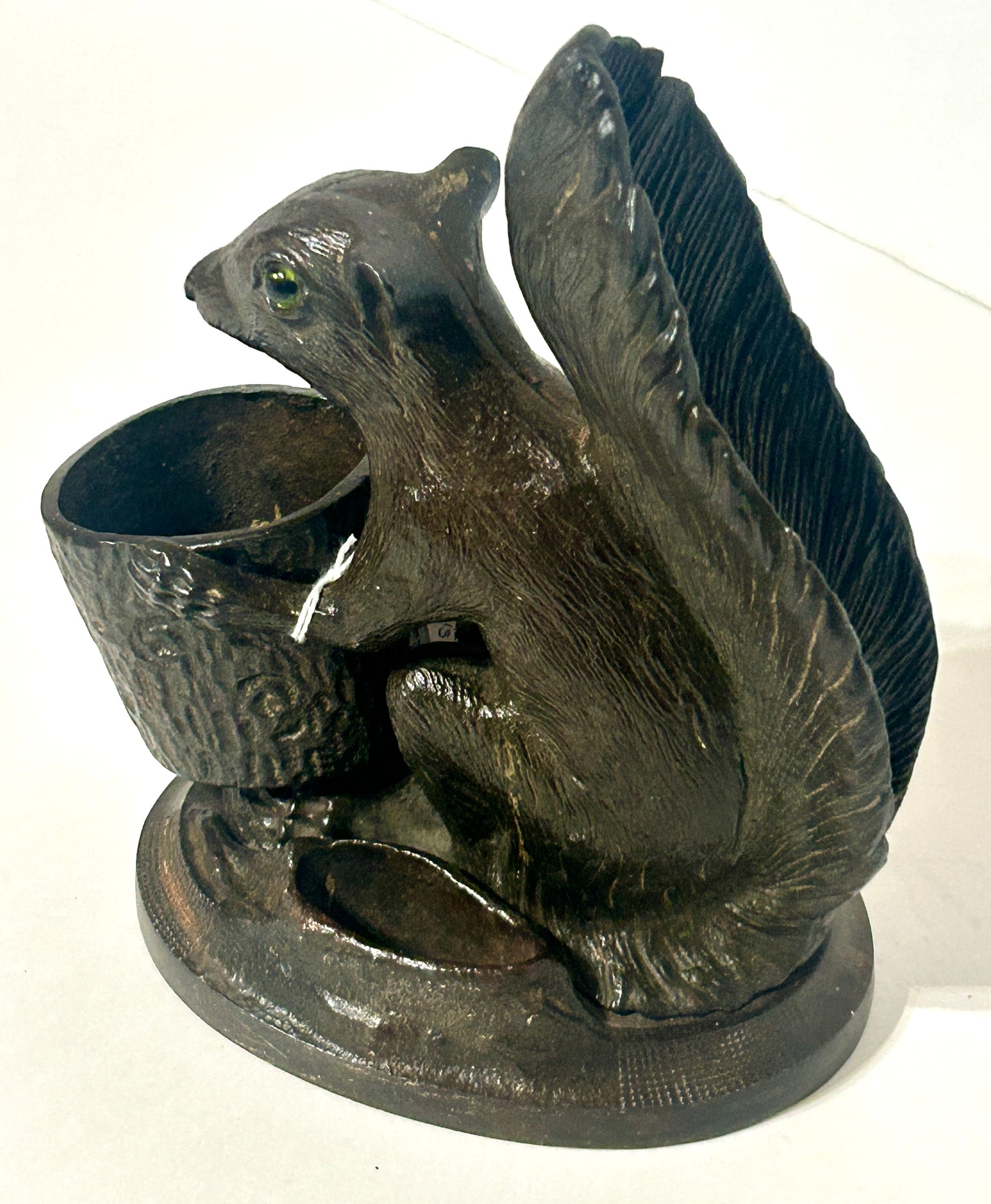 ANTIQUE CAST IRON SQUIRREL SHAPE MATCH AND CIGAR HOLDER