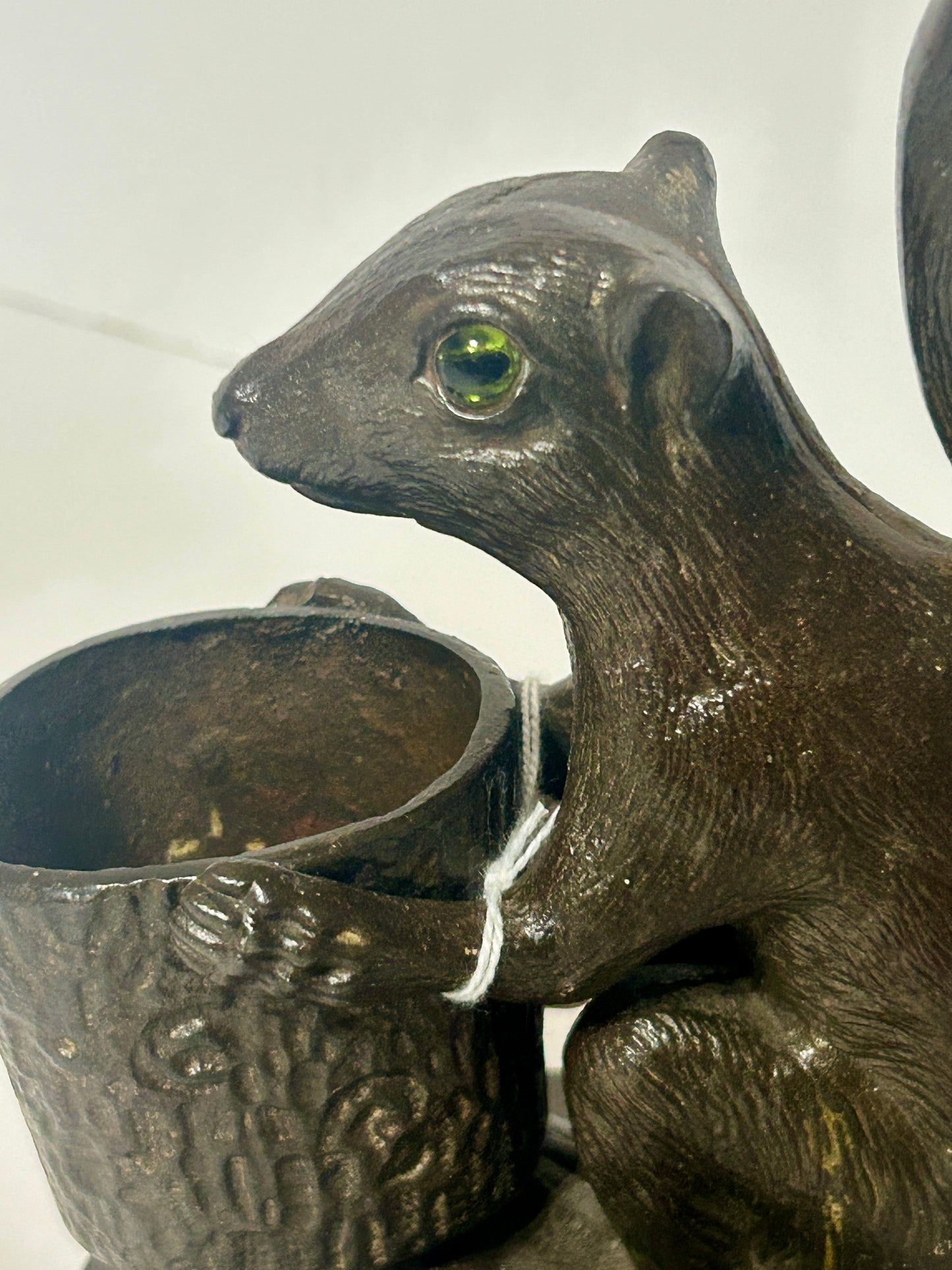 ANTIQUE CAST IRON SQUIRREL SHAPE MATCH AND CIGAR HOLDER