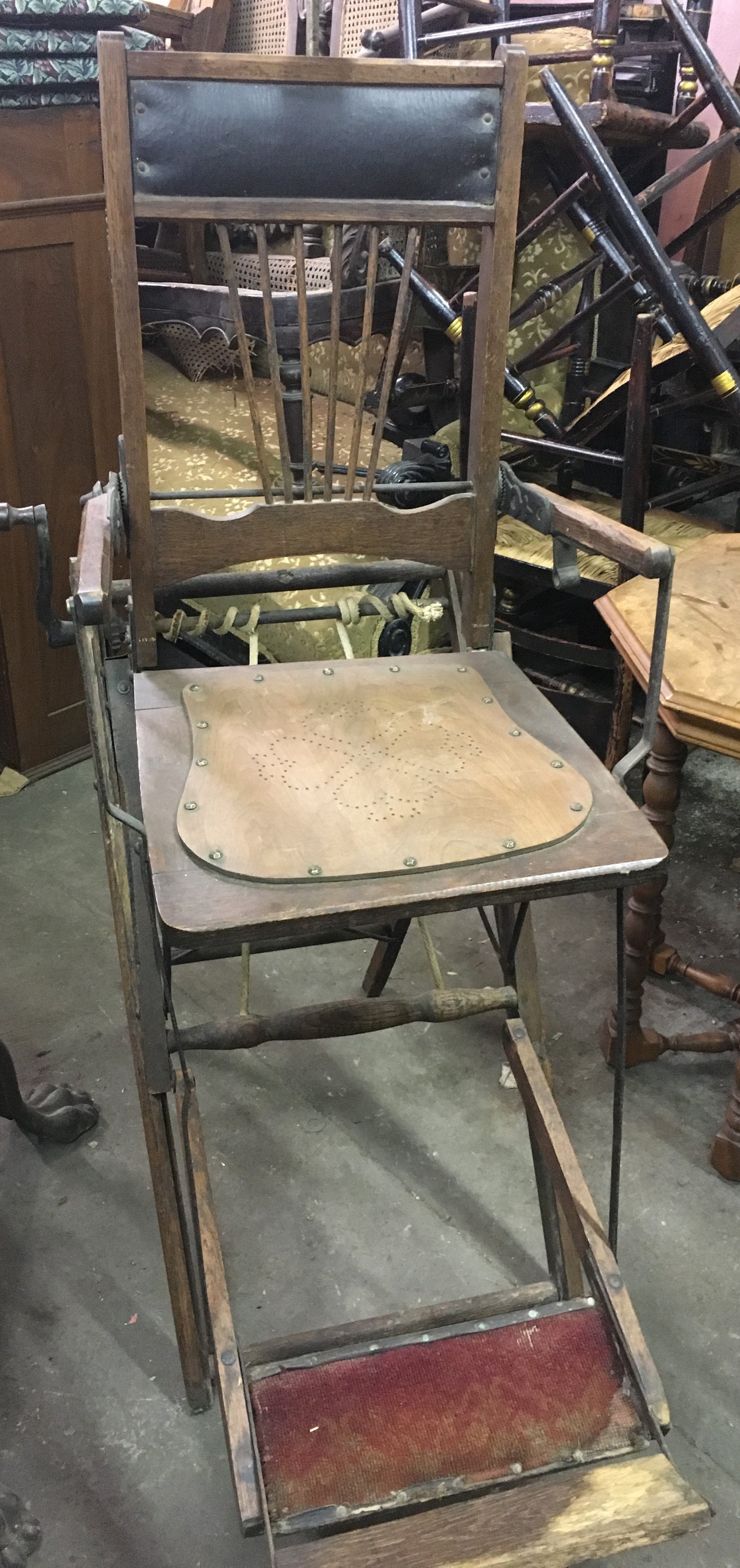 1800's ANTIQUE PORTABLE WOODEN FOLDING DENTAL CHAIR. START YOUR OWN BUSINESS!