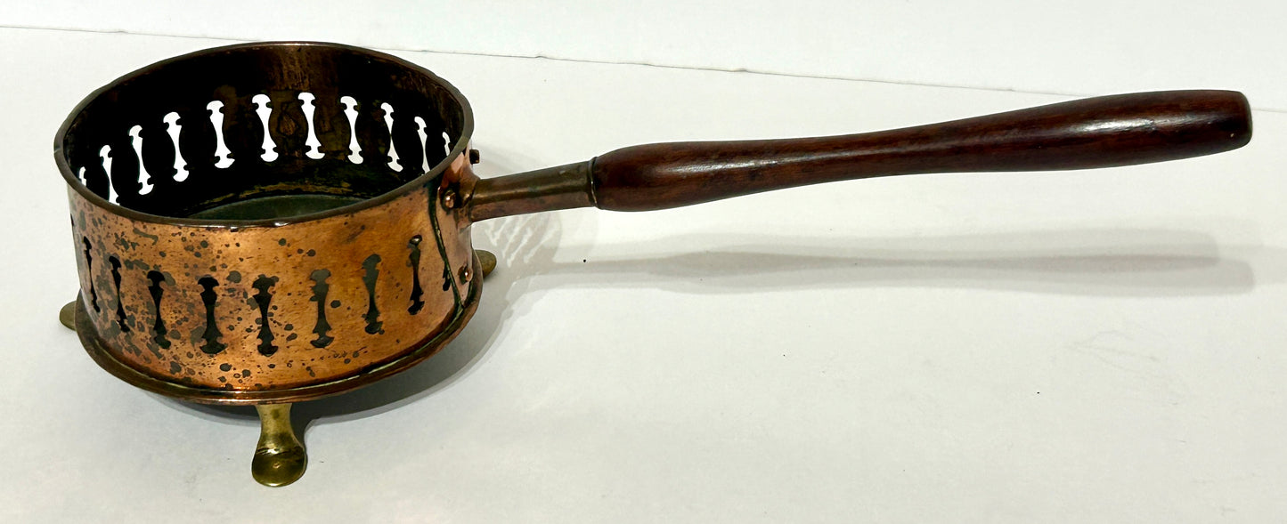 ANTIQUE COPPER COASTER WITH WOOD HANDLE