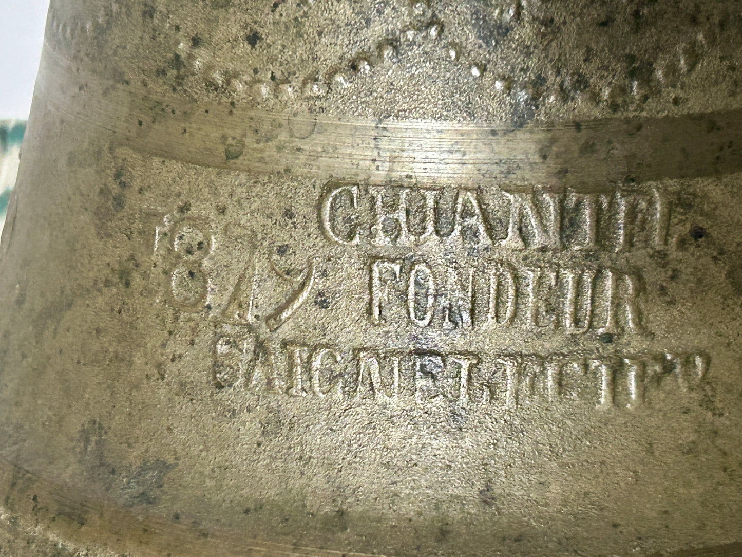 ANTIQUE BRONZE BELL CHIANTEL FONDEUR 1879