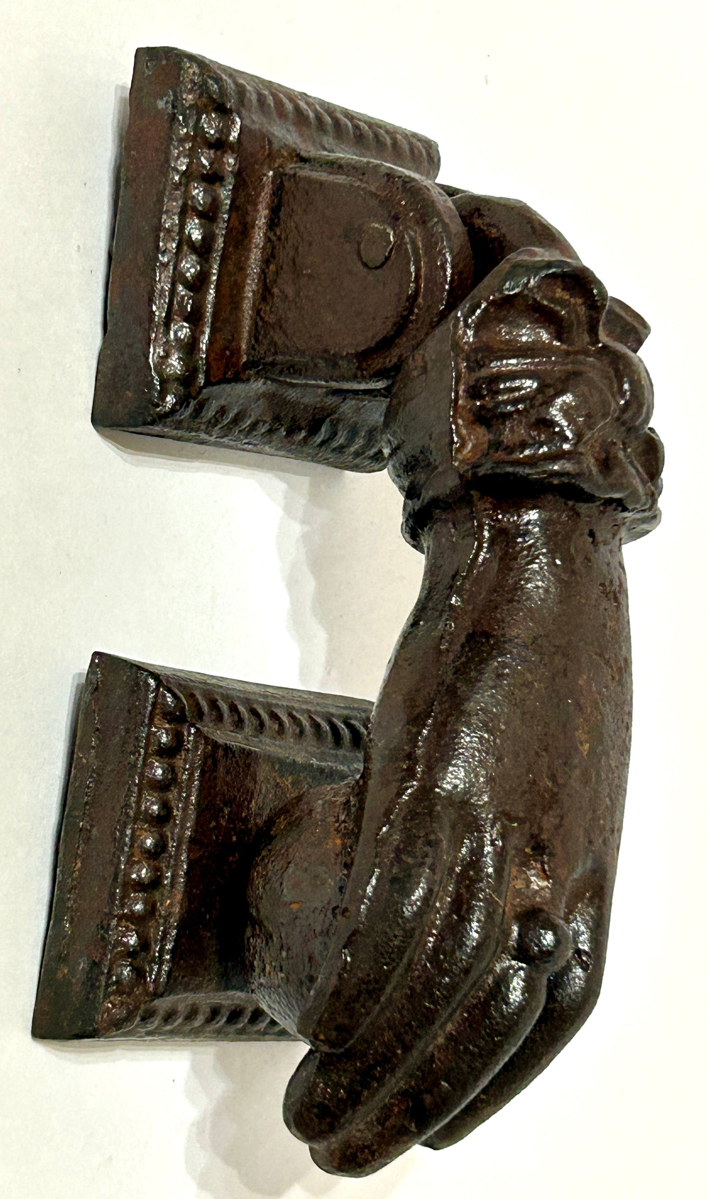 CAST IRON ANTIQUE FIGURAL HAND DOOR KNOCKER