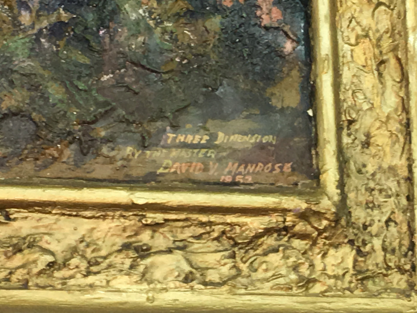 KANSAS ARTIST DAVID MANROSE 1953 PAINTING "THREE DIMENSION"