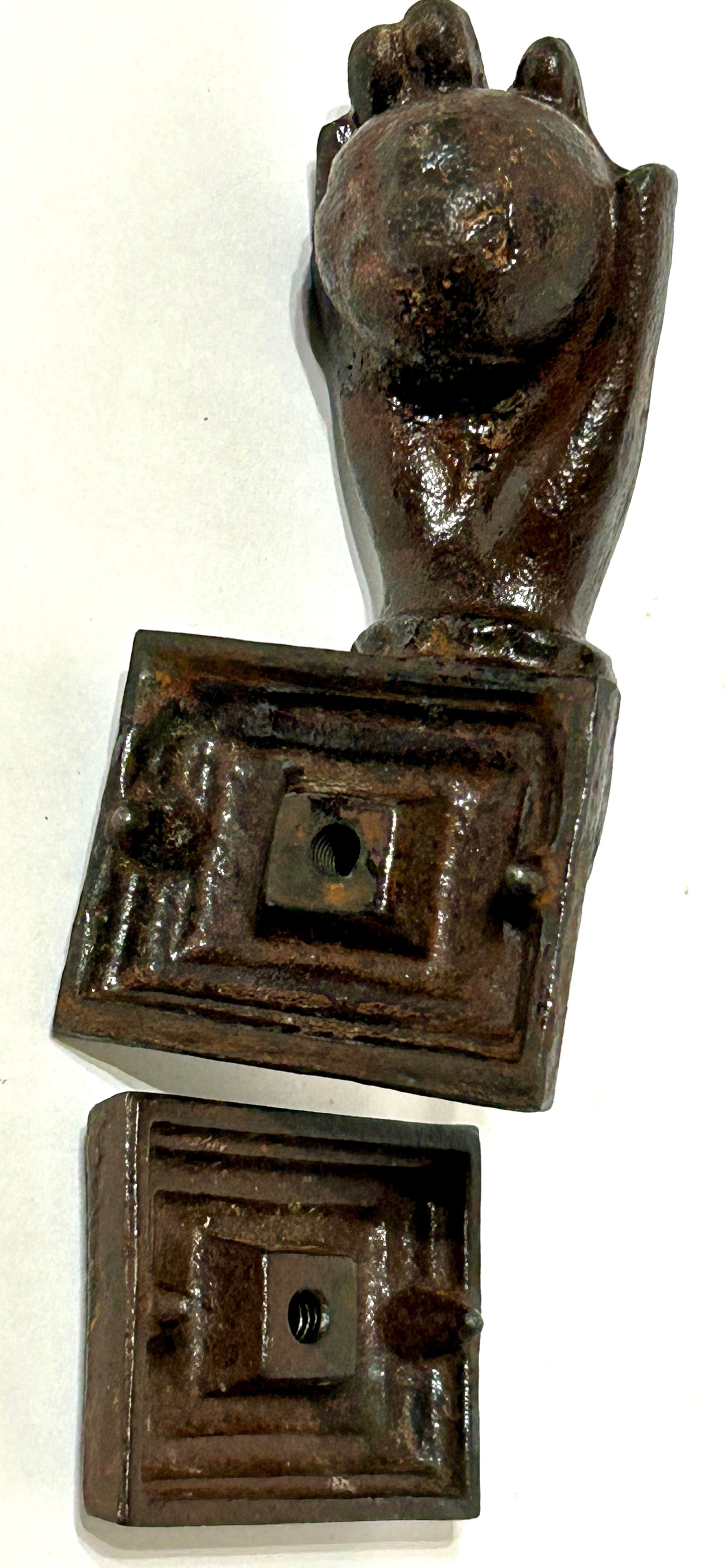 CAST IRON ANTIQUE FIGURAL HAND DOOR KNOCKER