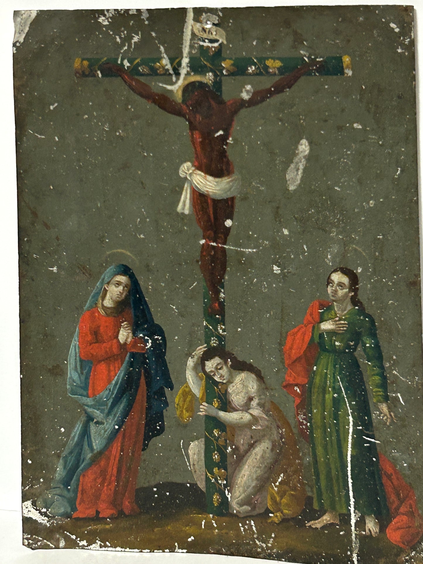 ANTIQUE RETABLO RELIGIOUS PAINTING ON TIN