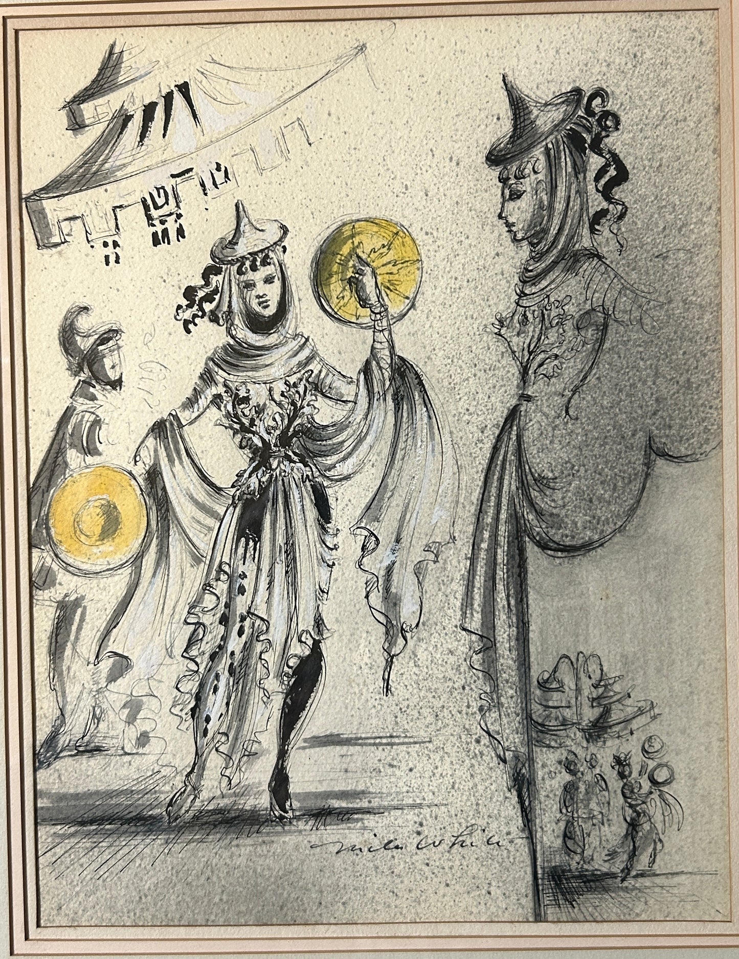 MILES WHITE COSTUME DESIGN WATERCOLOR FOR RINGLING CIRCUS SHOWS