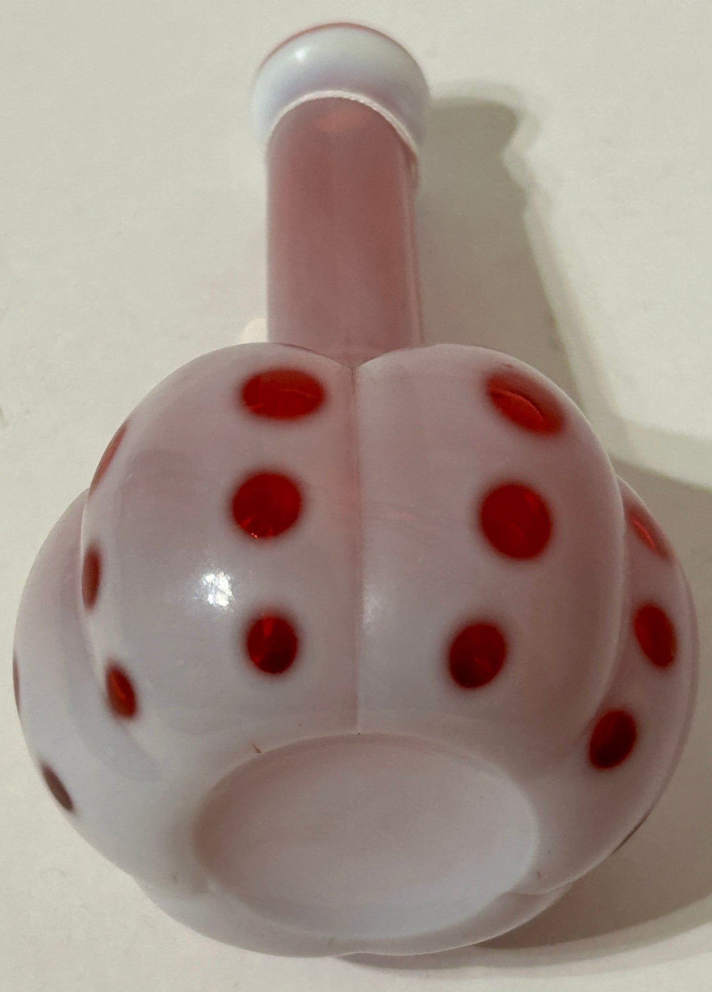 BARBER BOTTLE IN CRANBERRY OPALESCENT COIN DOT PATTERN