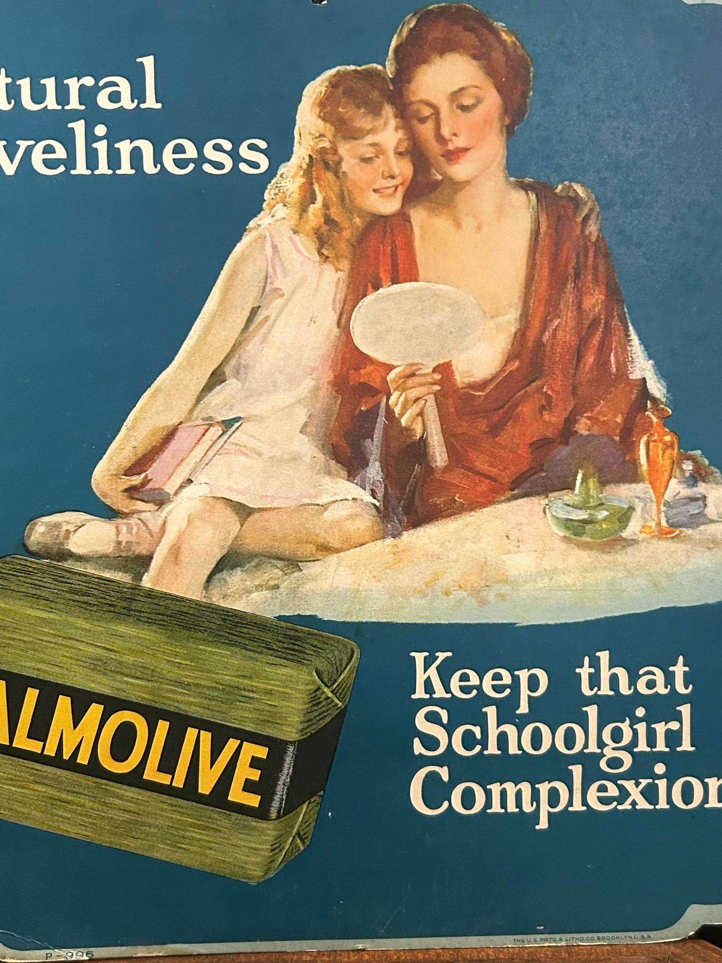 ANTIQUE PALMOLIVE SOAP ADVERTISING DOUBLE SIDED SIGN