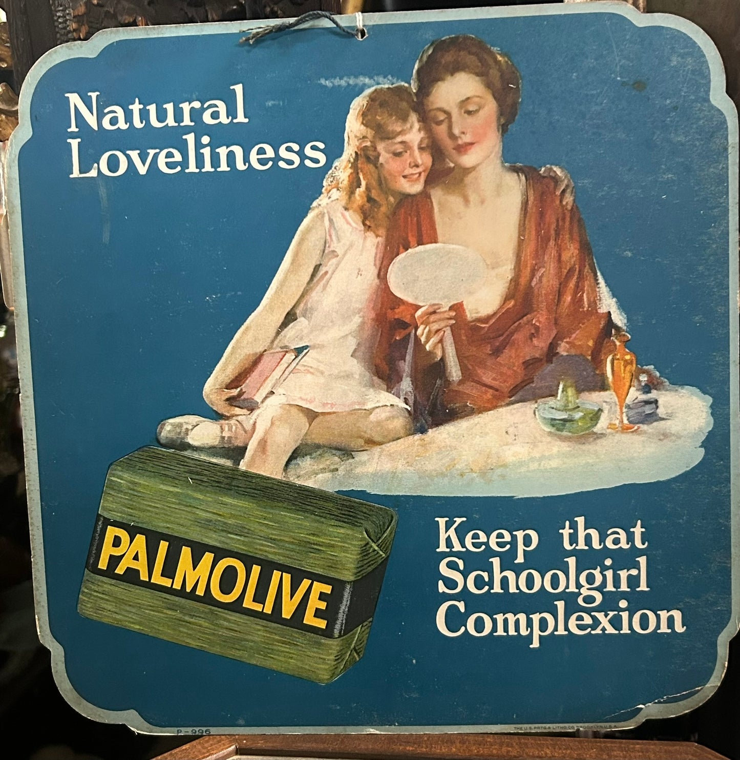 ANTIQUE PALMOLIVE SOAP ADVERTISING DOUBLE SIDED SIGN
