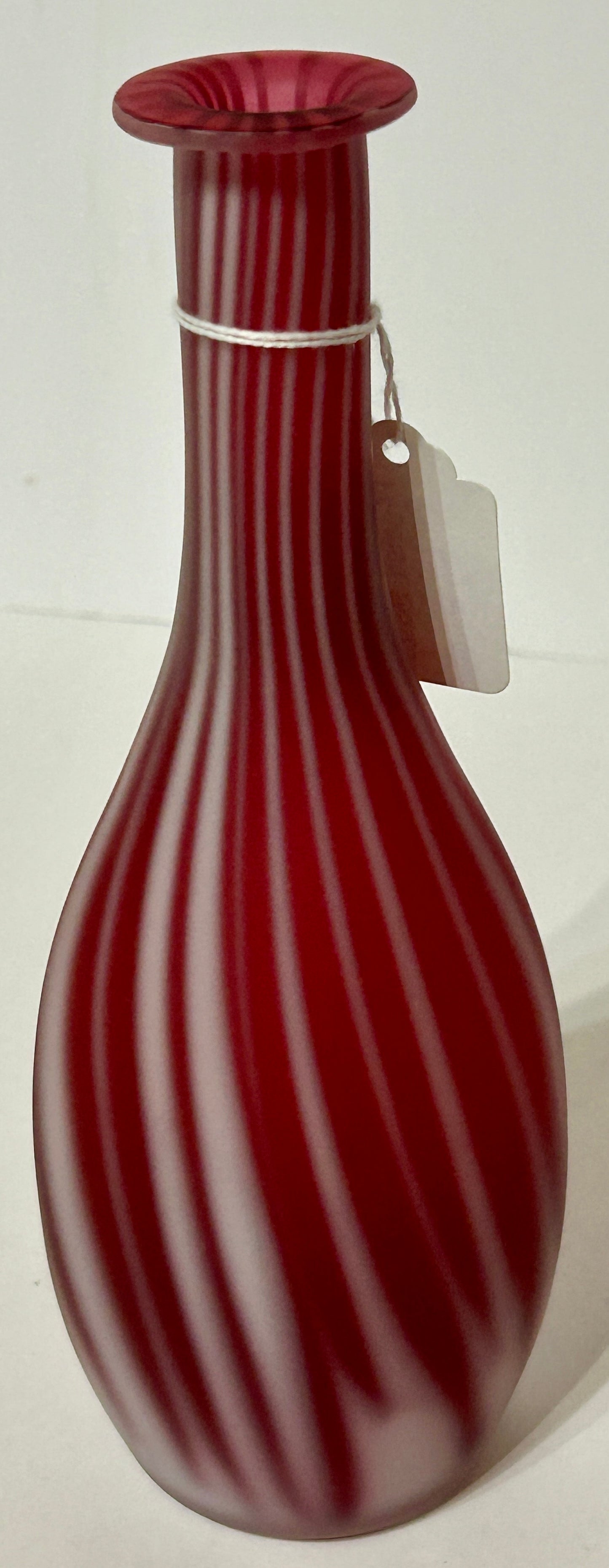 BARBER BOTTLE ANTIQUE CRANBERRY OPAL SWIRL FROSTED GLASS