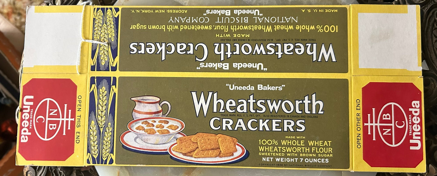 ANTIQUE UNEEDA BAKERS WHEATSWORTH CRACKERS UNASEMBLED DISPLAY BOX