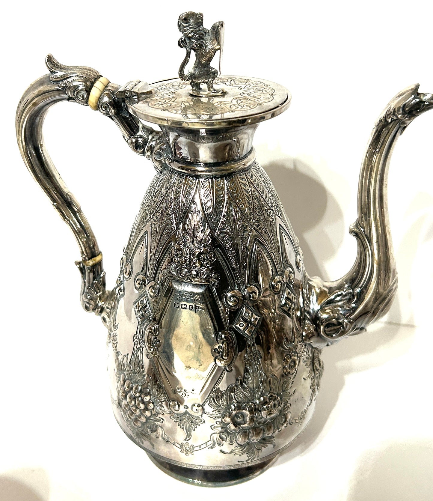 STERLING ANTIQUE WALKER & HALL COFFEE POT, TEAPOT & SPOONER. CALL OR TEXT FOR INFORMATION