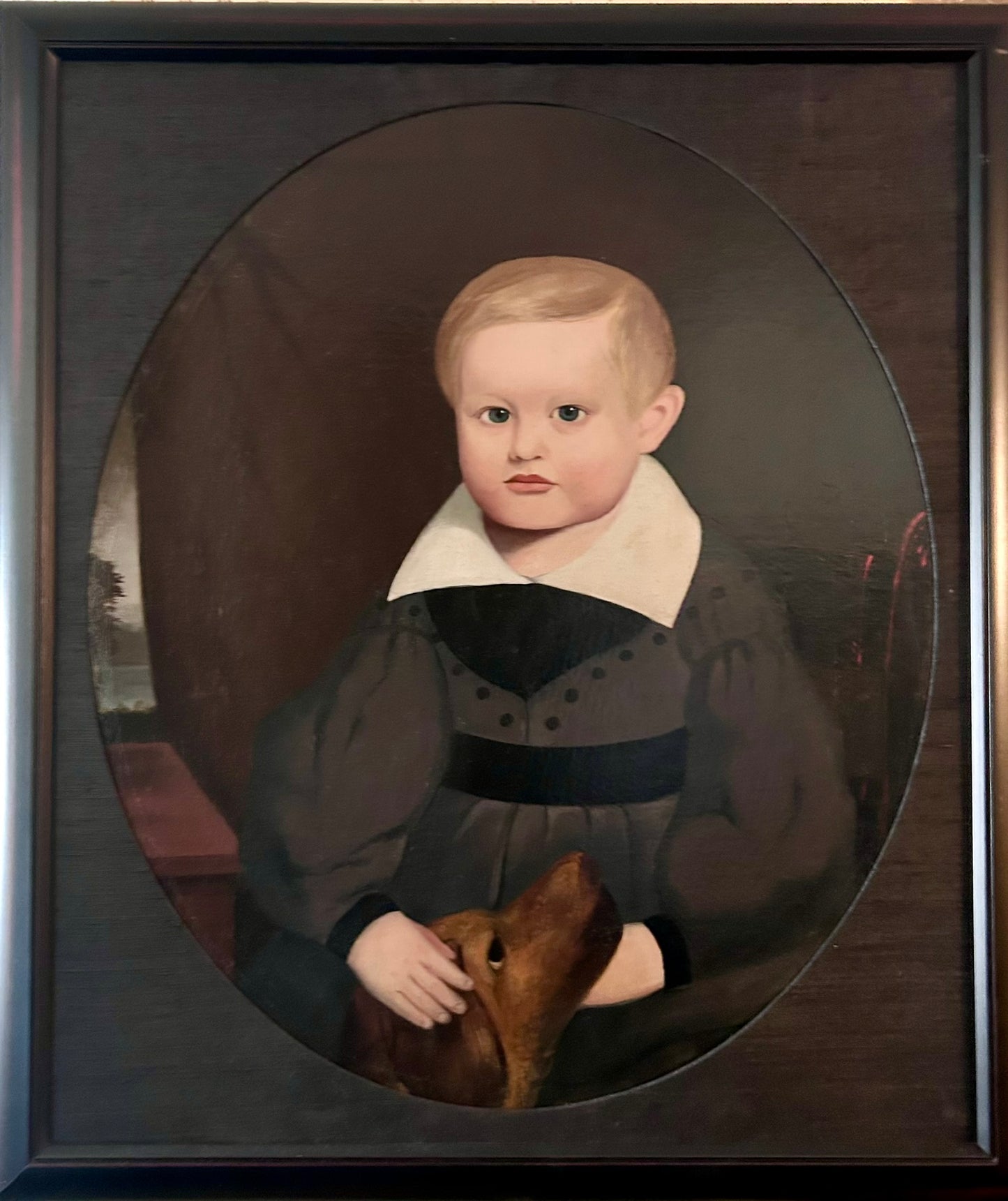 HORACE BUNDY 1814- 1883 BOY AND DOG PORTRAIT